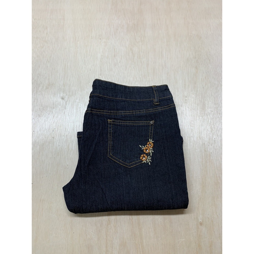 HiP Flared Jeans Women's Size 13 Approx 34x32 Heart Embroidered Stretch Denim